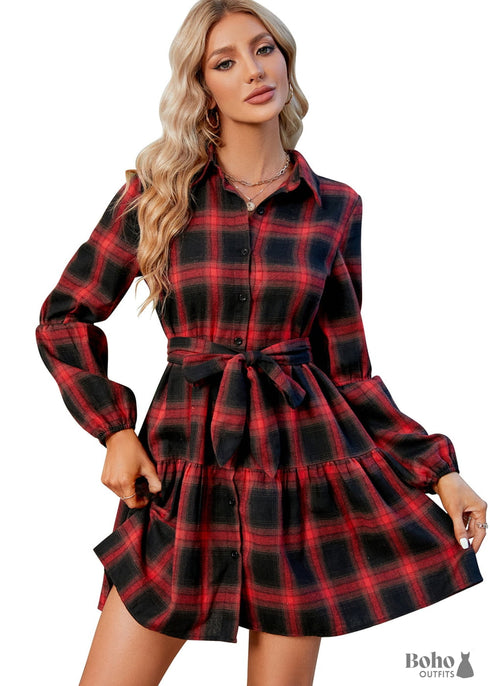 Winter Red Boho Dress